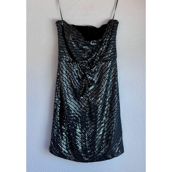 NWT Ramy Brook Black Label Daya Sequined Strapless Mini Dress in Navy Party Sz 0 - Picture 8 of 16